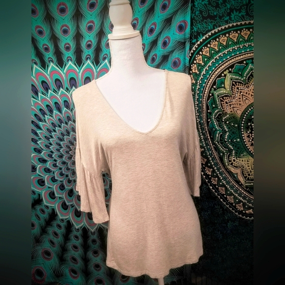 ANTHRO- Cream/Beige Bell-Sleeved Blouse - Picture 1 of 6